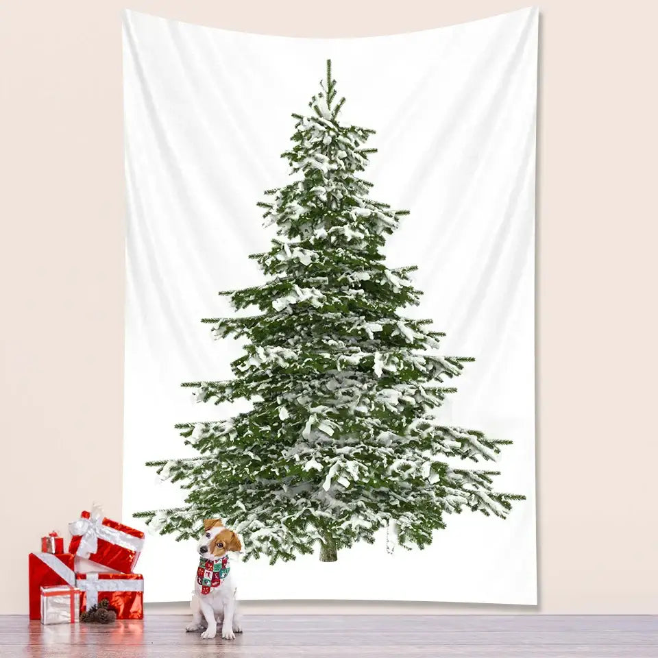 Bohemian snow dusted christmas tree tapestry bedroom decor