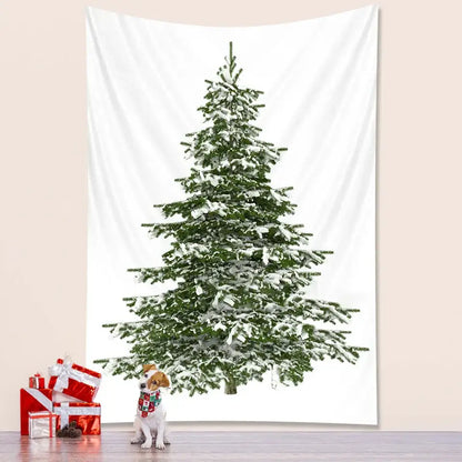 Bohemian snow dusted christmas tree tapestry bedroom decor