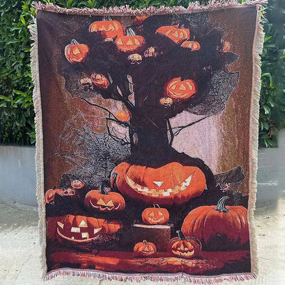 Woven cream christmas tree blanket throw – living room festive decor