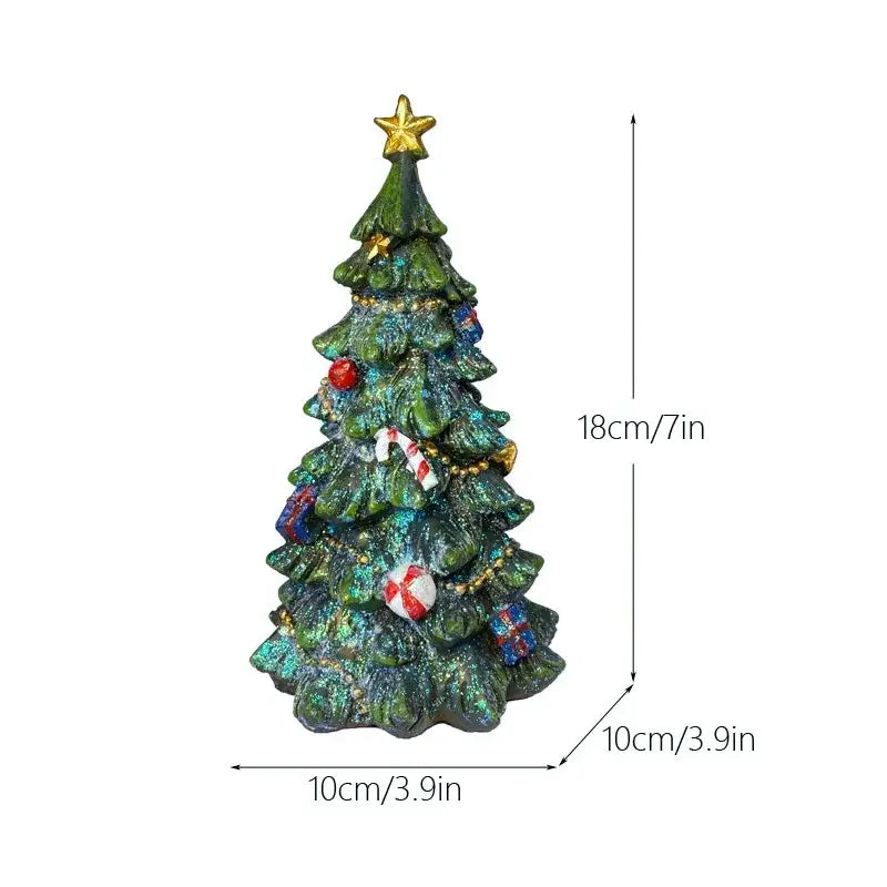 Festive green & brown resin tree candle holder dining room decor