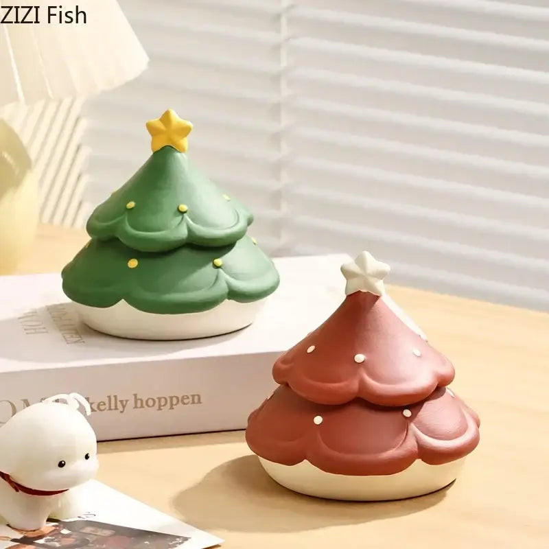 Christmas tree and mushroom ceramic ashtray set living room decor