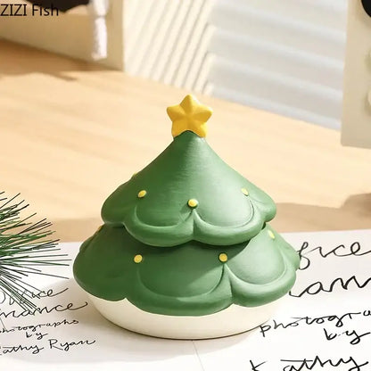 Christmas tree and mushroom ceramic ashtray set living room decor