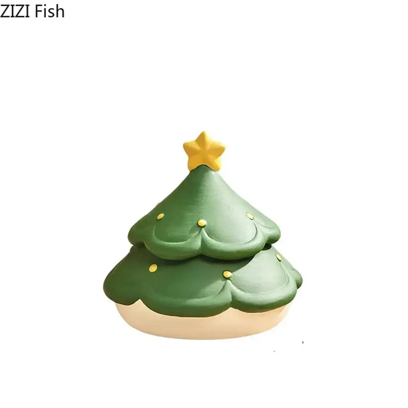 Creative green & brown christmas tree ceramic ashtray office decor