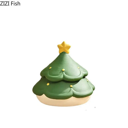 Creative green & brown christmas tree ceramic ashtray office decor