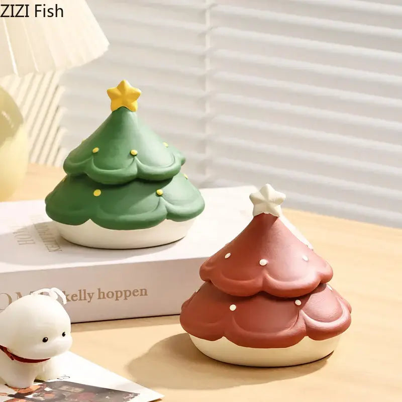 Creative green & brown christmas tree ceramic ashtray office decor