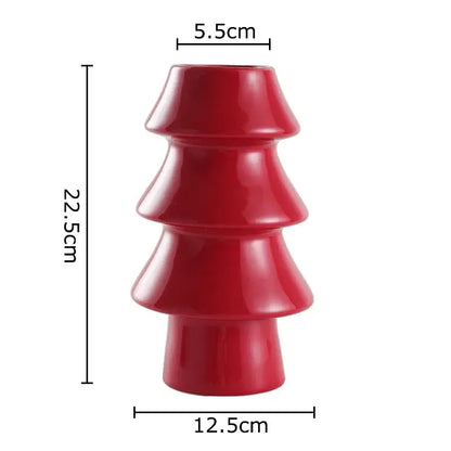 Glossy red christmas tree ceramic vase dining room decor
