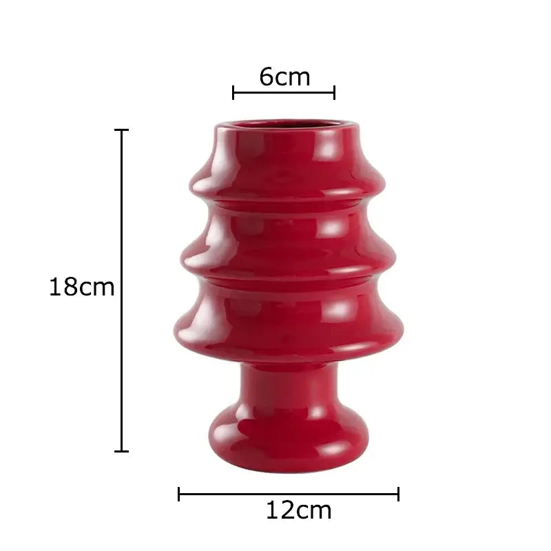 Glossy red christmas tree ceramic vase dining room decor