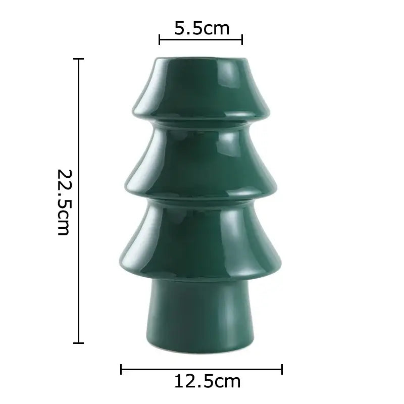 Glossy red christmas tree ceramic vase dining room decor