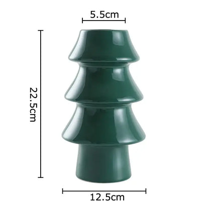 Glossy red christmas tree ceramic vase dining room decor