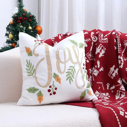 Embroidered gold & silver christmas tree cushion cover living room