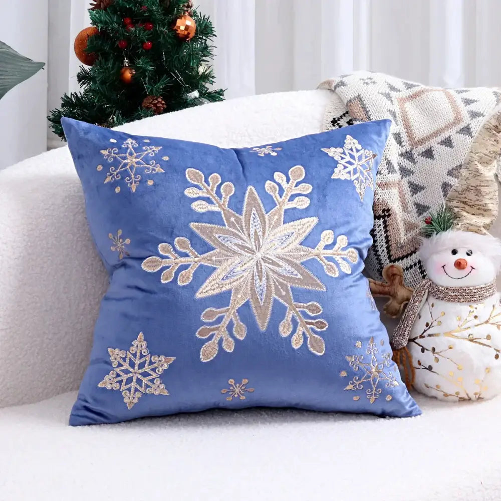 Embroidered gold & silver christmas tree cushion cover living room