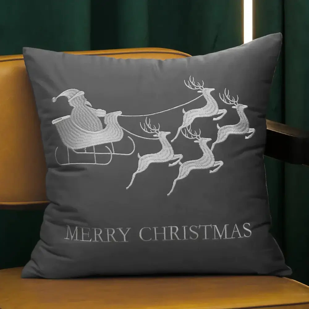 Embroidered gold & silver christmas tree cushion cover living room