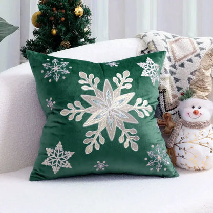 Embroidered gold & silver christmas tree cushion cover living room
