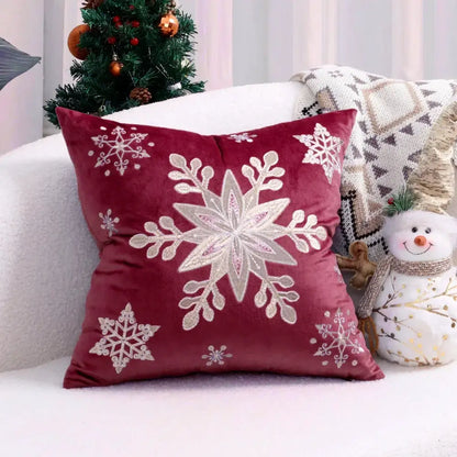 Embroidered gold & silver christmas tree cushion cover living room