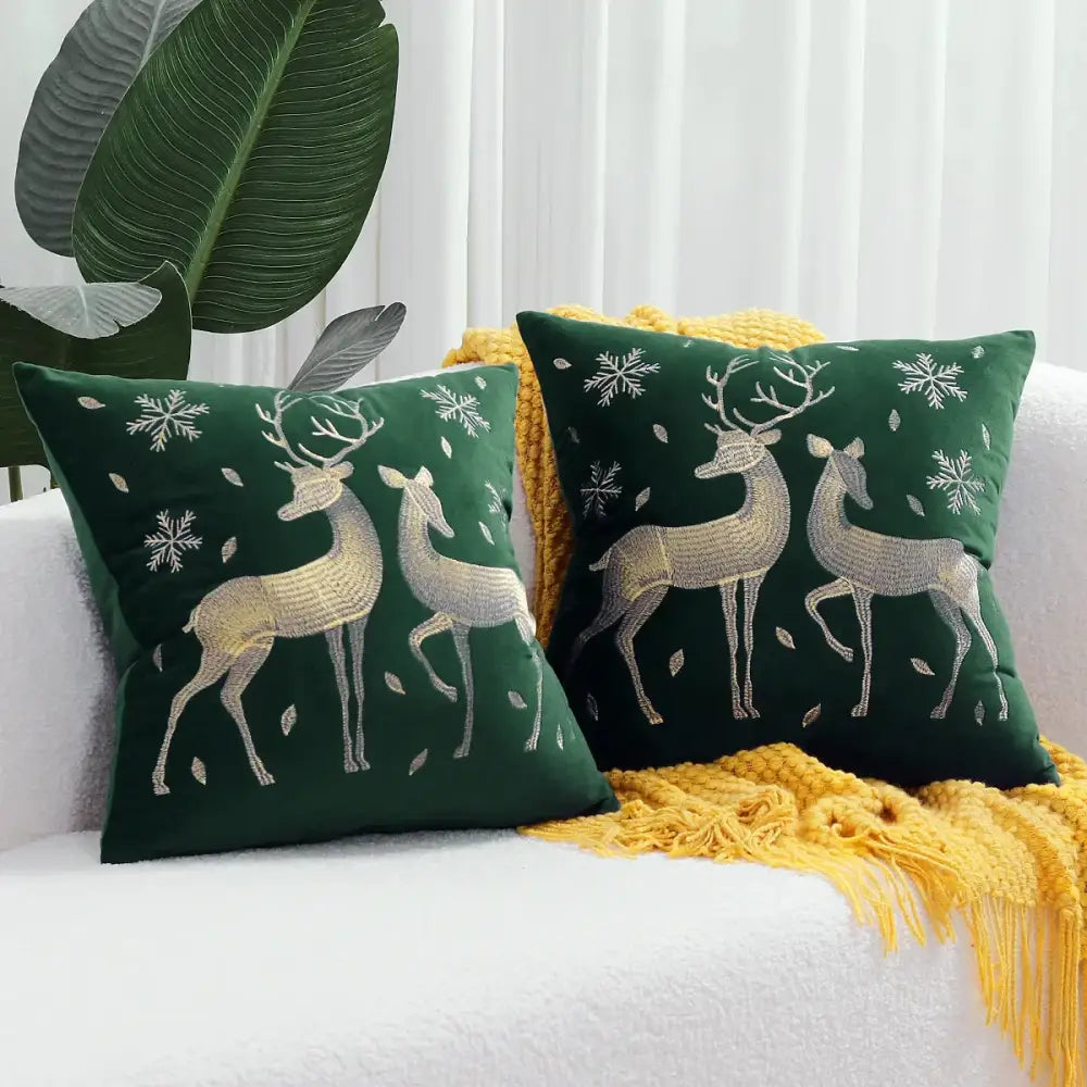Embroidered gold & silver christmas tree cushion cover living room