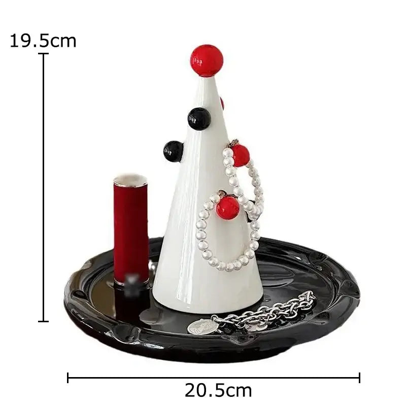White ceramic christmas tree jewelry stand bedroom storage display
