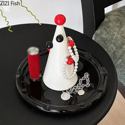 White ceramic christmas tree jewelry stand bedroom storage display
