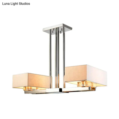Modern chrome pendant light with fabric shade dining room chandelier