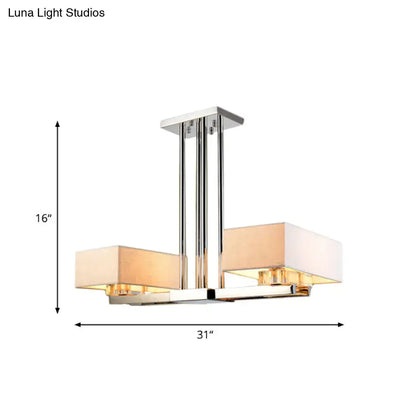 Modern chrome pendant light with fabric shade dining room chandelier