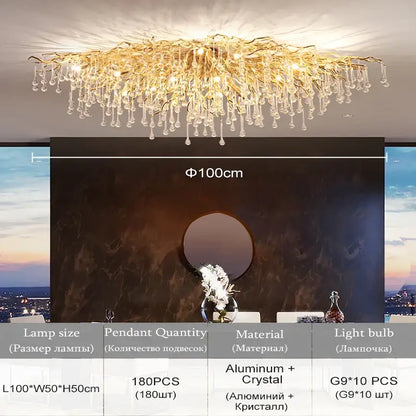 Modern chrome rectangular crystal chandelier dining room light fixture