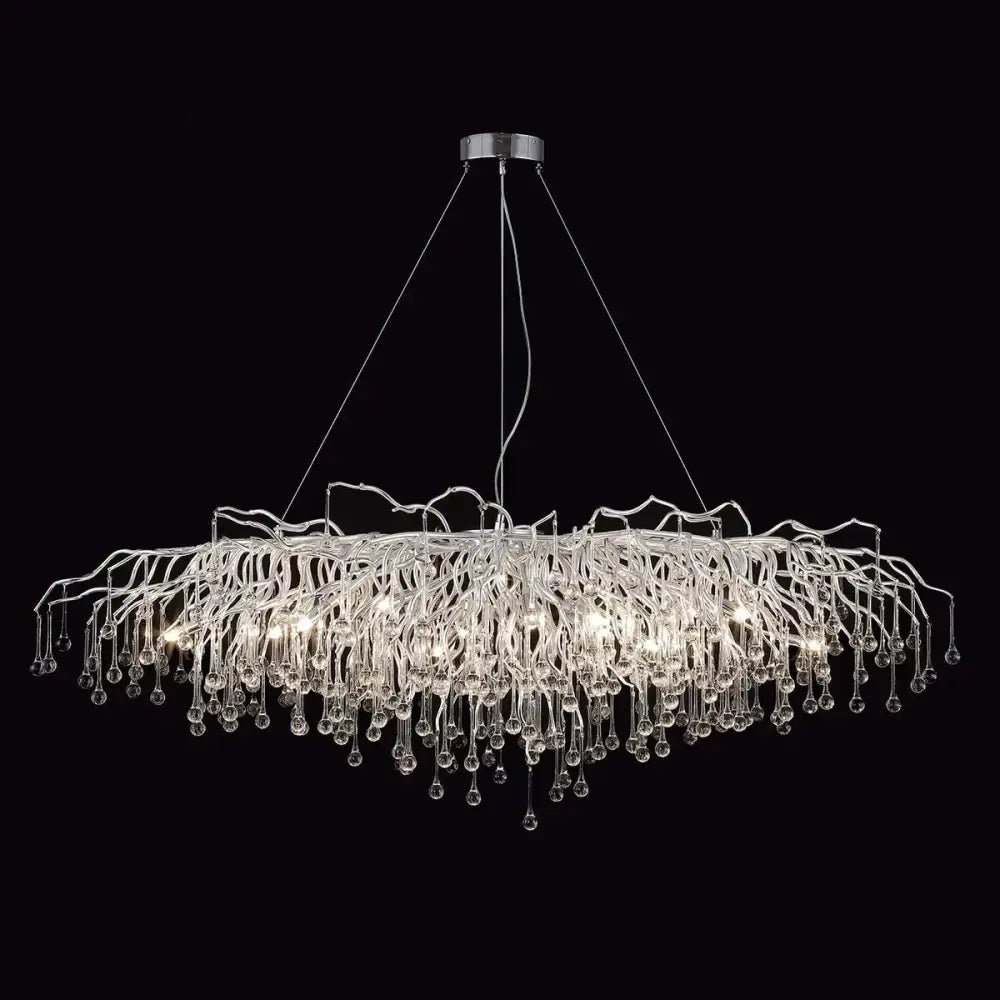 Modern chrome rectangular crystal chandelier dining room light fixture