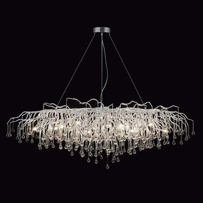 Modern chrome rectangular crystal chandelier dining room light fixture