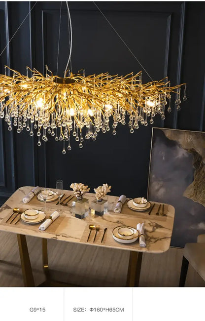 Modern chrome rectangular crystal chandelier dining room light fixture