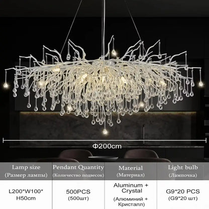 Modern chrome rectangular crystal chandelier dining room light fixture