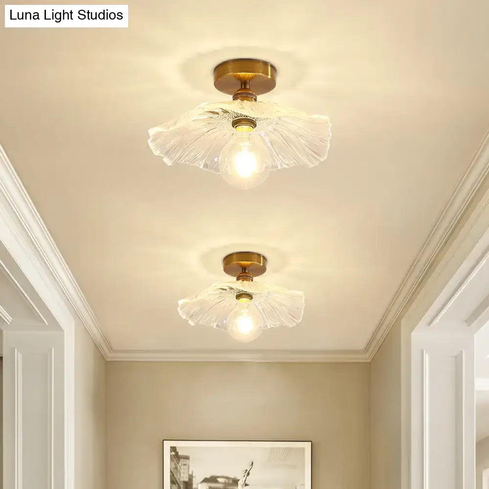Classic brass and glass ceiling light corridor fixture