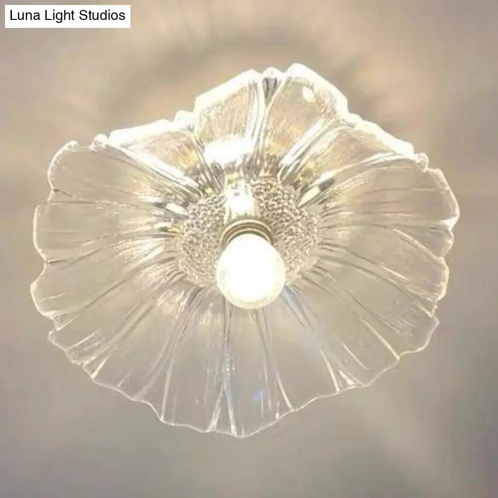 Classic brass and glass ceiling light corridor fixture