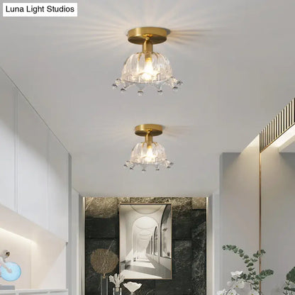 Classic brass and glass ceiling light corridor fixture