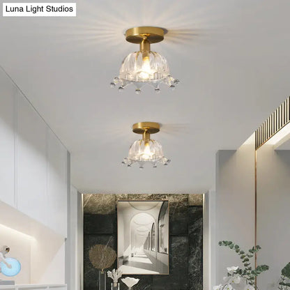 Classic brass and glass ceiling light corridor fixture
