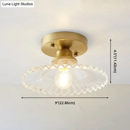 Classic brass and glass ceiling light corridor fixture