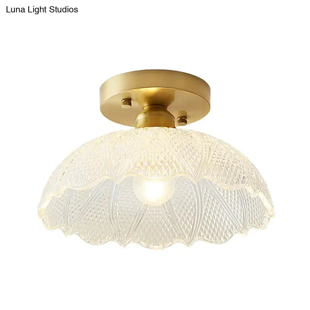 Classic brass and glass ceiling light corridor fixture