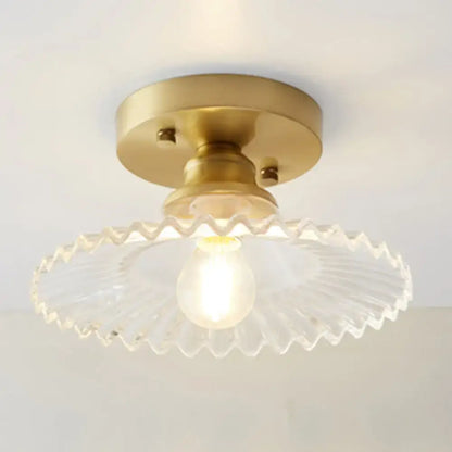 Classic brass and glass ceiling light corridor fixture