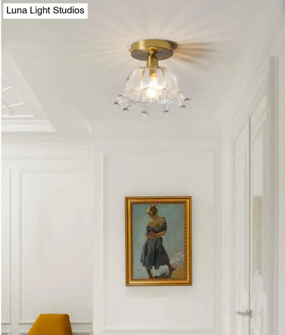 Classic brass and glass ceiling light corridor fixture