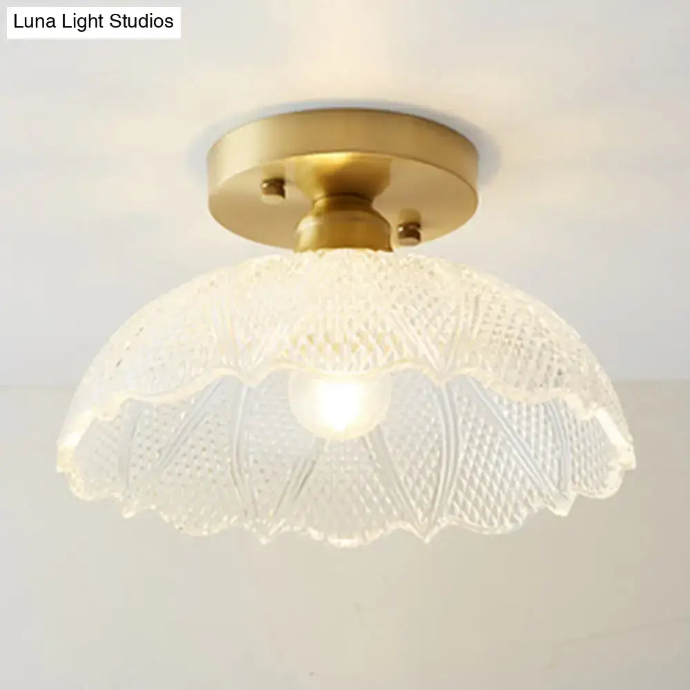Classic brass and glass ceiling light corridor fixture