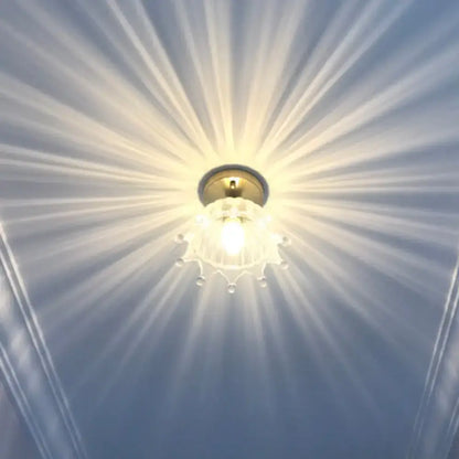 Classic brass and glass ceiling light corridor fixture