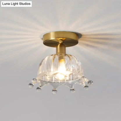 Classic brass and glass ceiling light corridor fixture