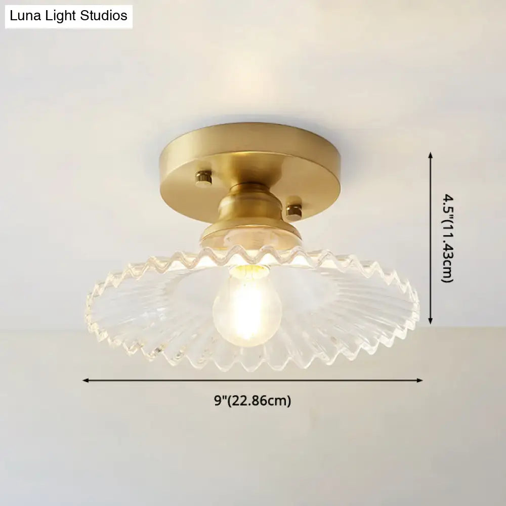 Classic brass and glass ceiling light corridor fixture