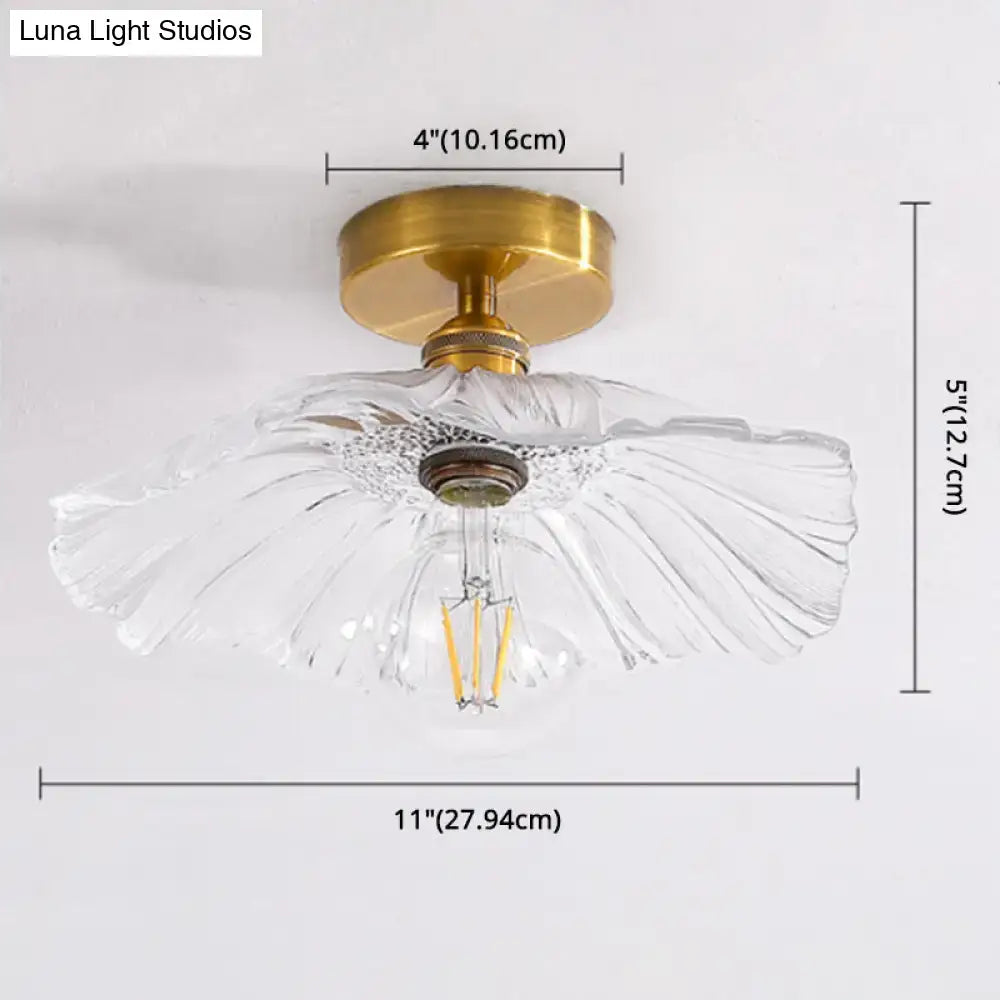 Classic brass and glass ceiling light corridor fixture