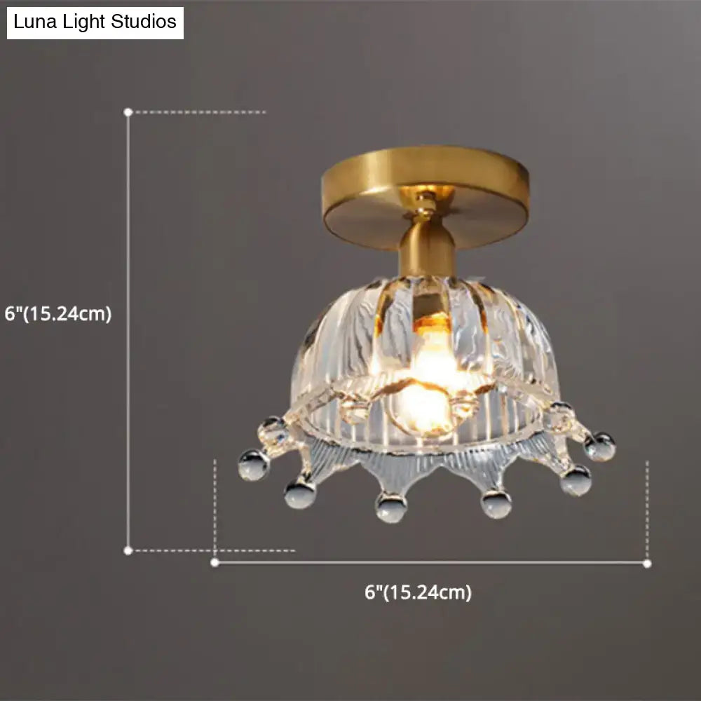 Classic brass and glass ceiling light corridor fixture