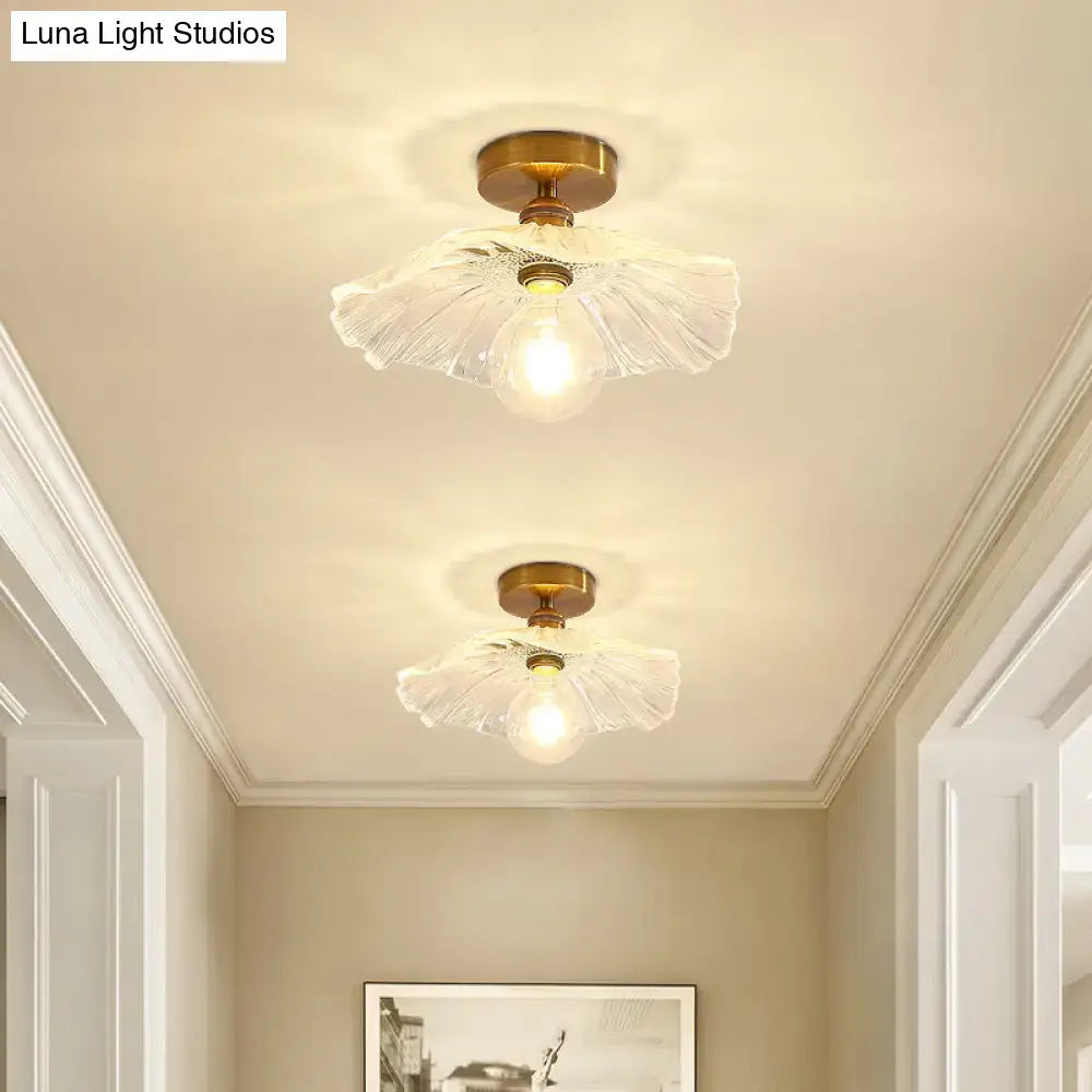Classic brass and glass ceiling light corridor fixture