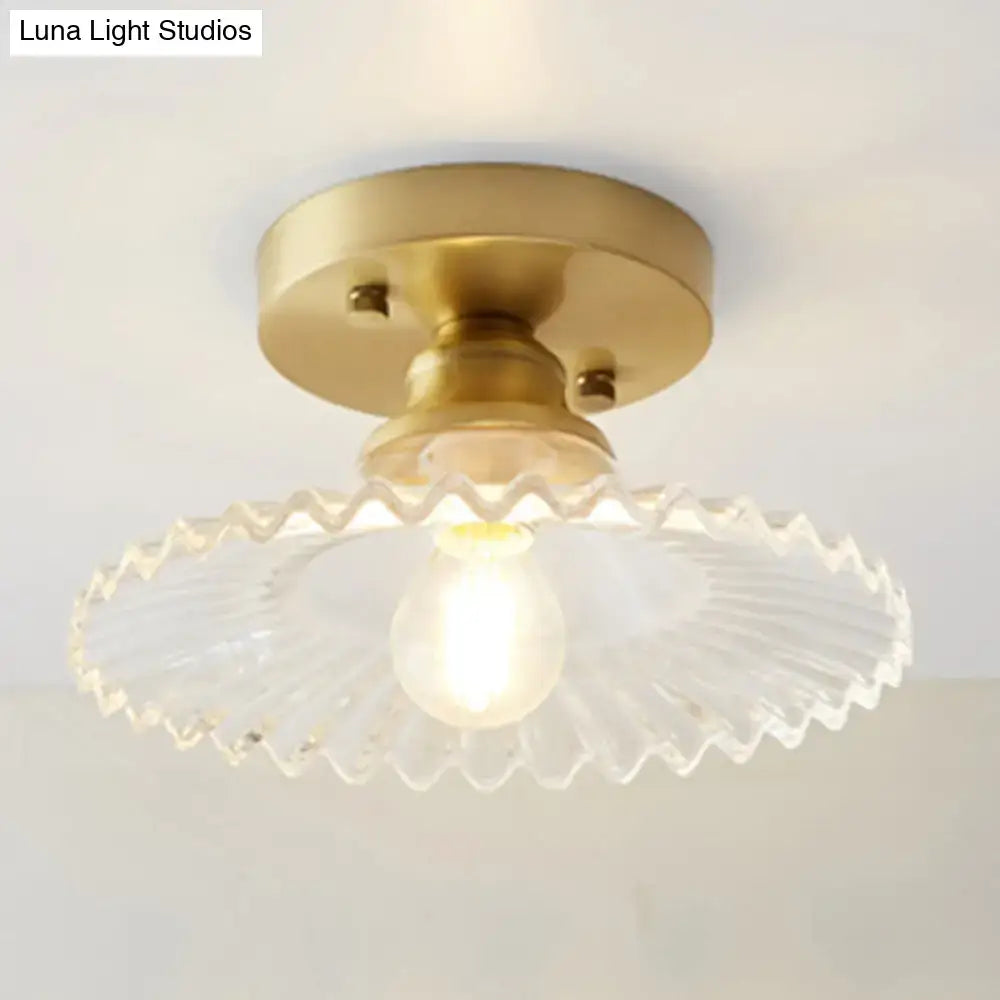 Classic brass and glass ceiling light corridor fixture
