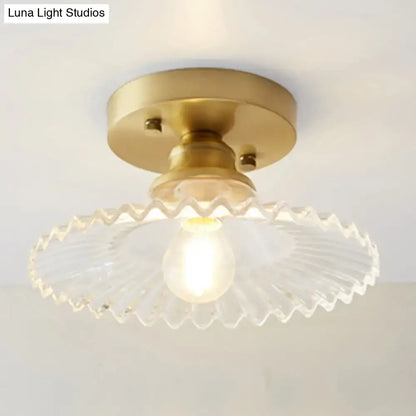 Classic brass and glass ceiling light corridor fixture