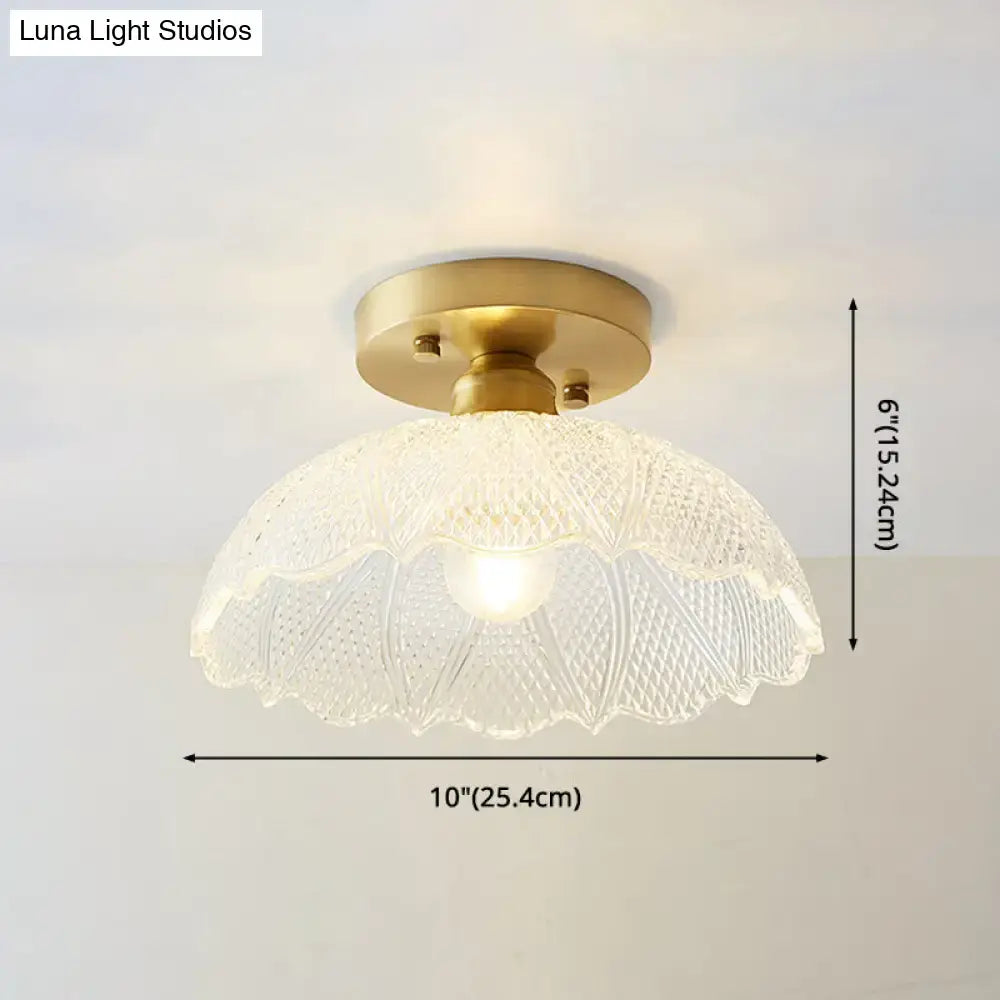 Classic brass and glass ceiling light corridor fixture