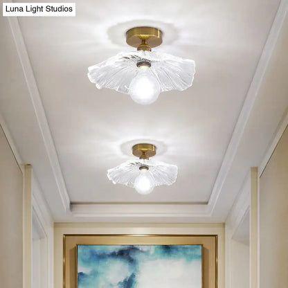 Classic brass and glass ceiling light corridor fixture