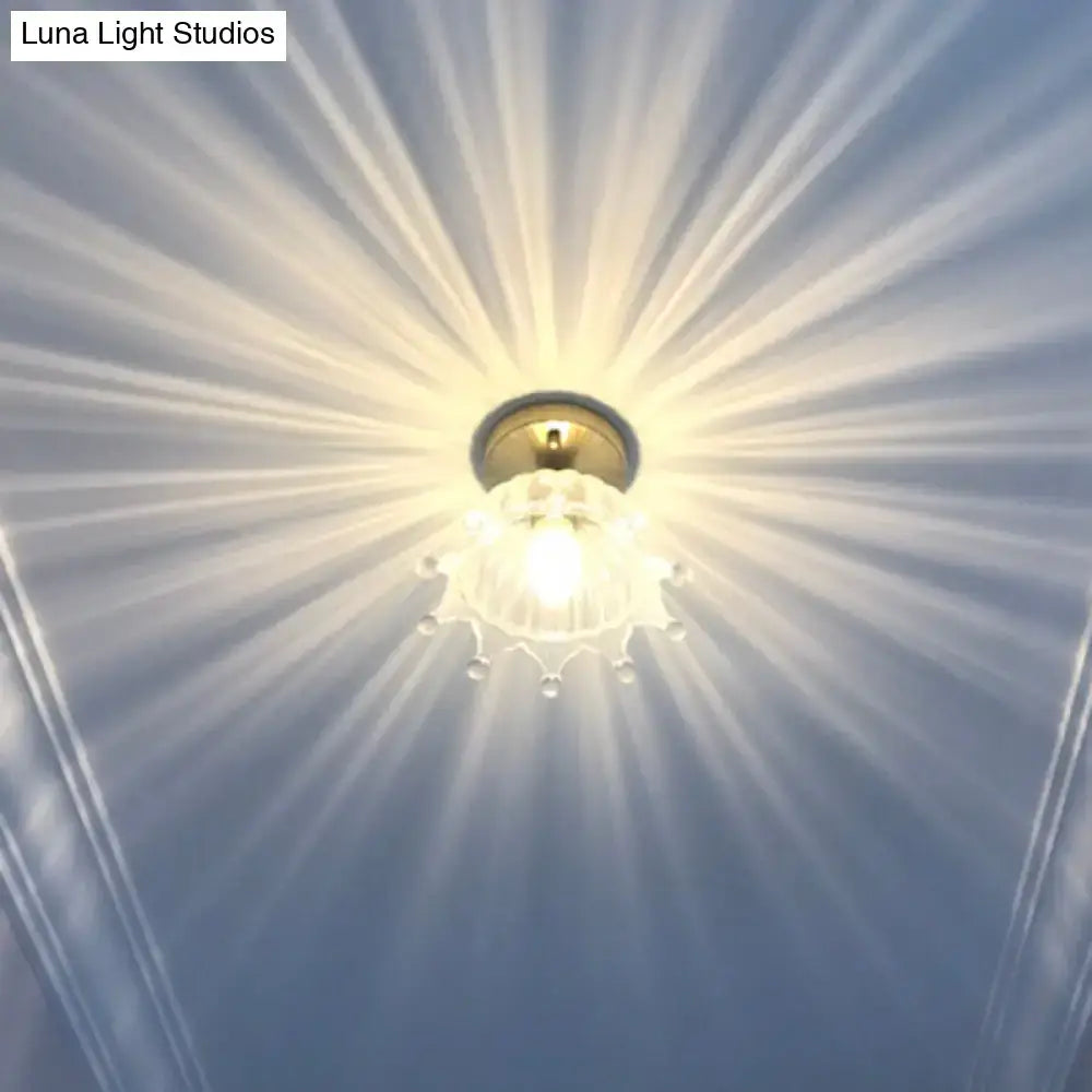 Classic brass and glass ceiling light corridor fixture
