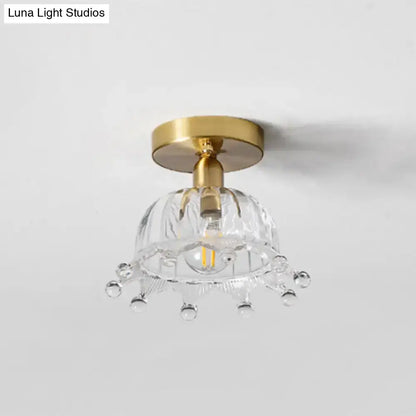 Classic brass and glass ceiling light corridor fixture