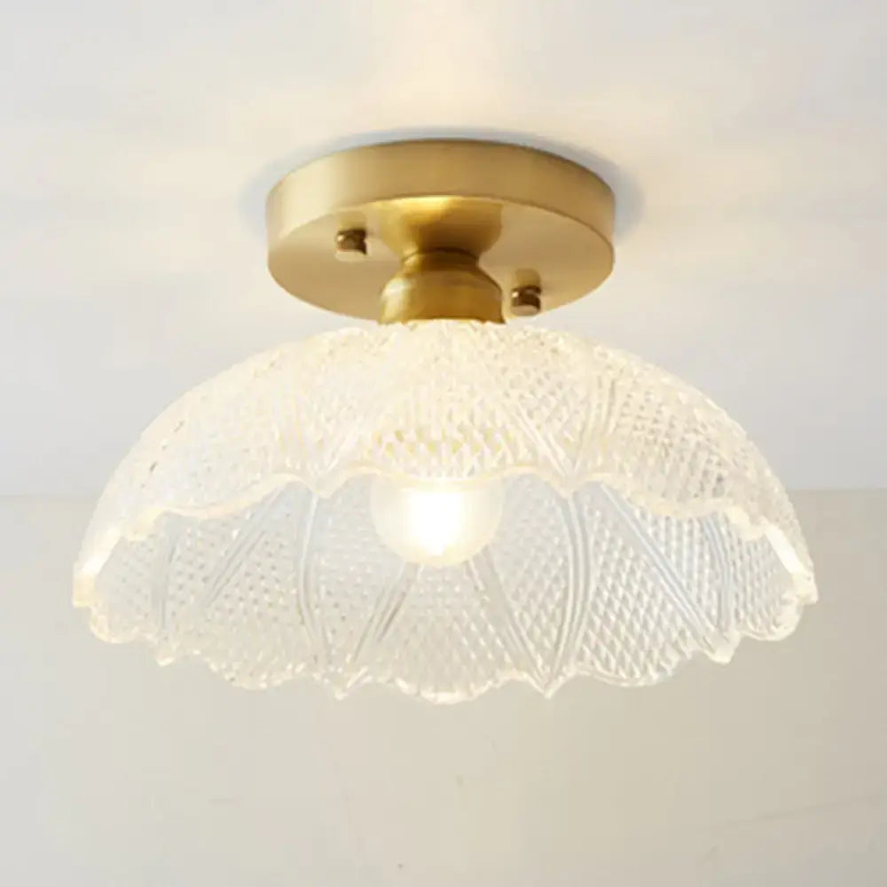 Classic brass and glass ceiling light corridor fixture